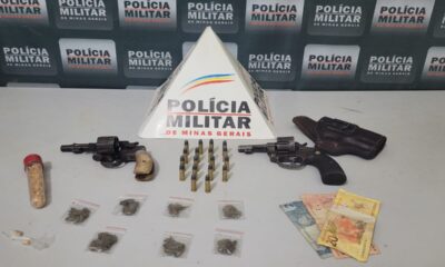 Menor é apreendido e dois jovens são presos com drogas e armas em Governador Valadares | Foto: PMMG