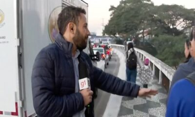 Repórter Rômulo D’avila foi ignorado ao tentar entrevistar pedestre ao vivo