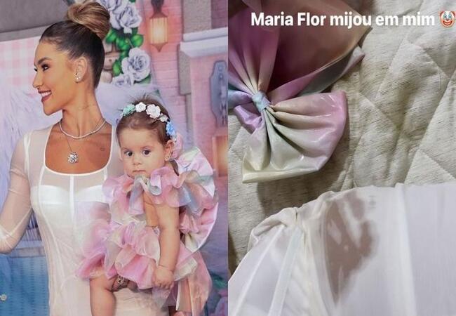 Virgínia Fonseca mostrou que Maria Flor fez xixi em seu vestido de grife