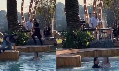 Fã do cantor sertanejo caiu em piscina e durante gravação de DVD e precisou ser salva