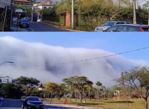 Cachoeira de nuvens caindo sobre Belo Horizonte viraliza e bomba nas redes