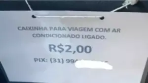 Motorista de Uber em BH cobra pix por ar-condicionado e viraliza na web