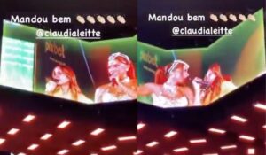 Vídeo: Fã joga copo na cabeça de Claudia Leitte em show de Anitta