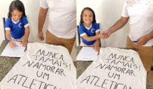 Mini cruzeirense assina contrato de “nunca namorar um atleticano”