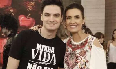 Felipe Neto e Fátima Bernardes na Globo durante o Encontro