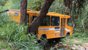 Ônibus cai dentro de córrego em BH e motorista fica ferido