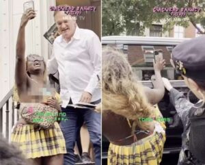 Ativista faz protesto com topless contra Quentin Tarantino em Nova York