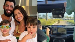 Filho de 7 anos de Gusttavo Lima aparece dirigindo carro de luxo