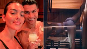 Mulher de Cristiano Ronaldo posta treino na sauna e confunde: “Pelada?”