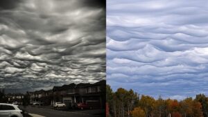 Céu da cidade de Ottawa apresenta nuvens que se parecem com pintura