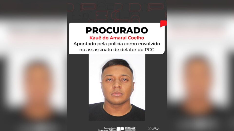 A polícia identificou Kauê do Amaral Coelho como suspeito de participação no assassinato do delator do PCC (Divulgação/SSP-SP)