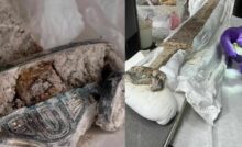Espada anglo-saxônica de 1.500 anos, encontrada em meio um cemitério medieval nas proximidades de Canterbury (BBC/Reprodução)