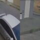 Dois frames de câmeras de segurança mostram um homem andando em uma calçada; em um dos registros, ele carrega uma sacola e a deixa próxima a um muro em uma rua do bairro Minaslândia, em Belo Horizonte.