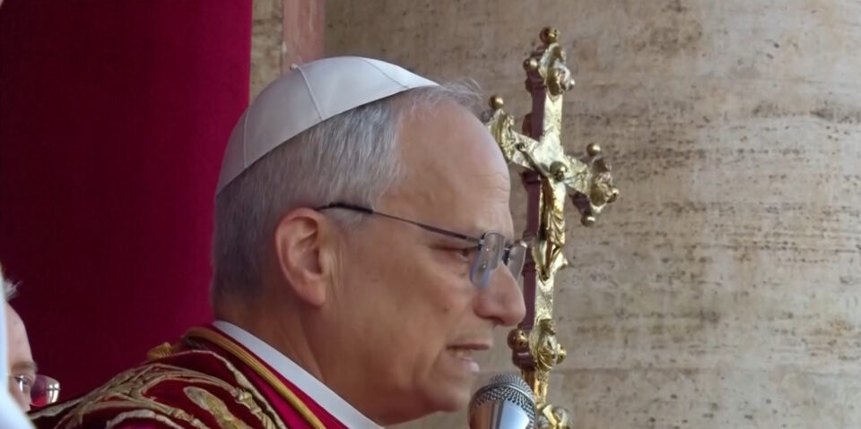 Papa Leão XIV em discurso de anúncio