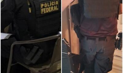 Policiais Federais fardados de costa