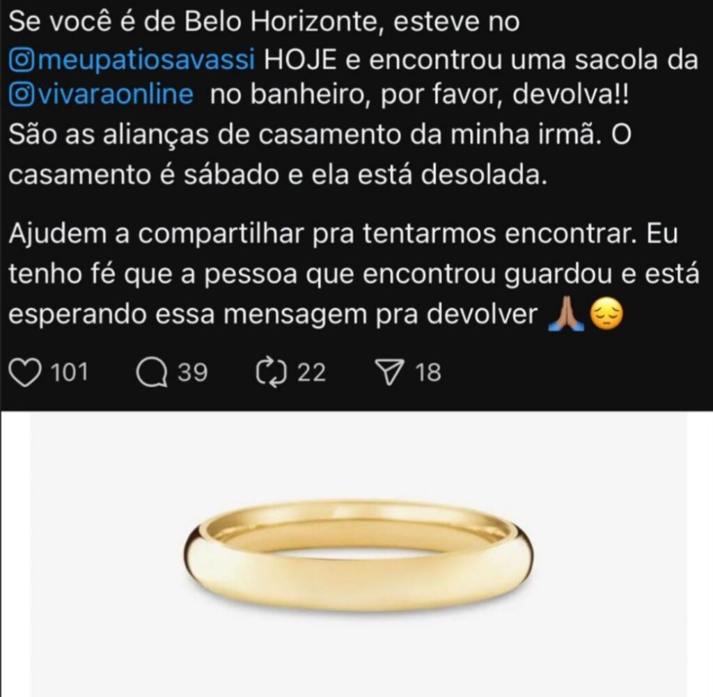 print do comentário nas redes