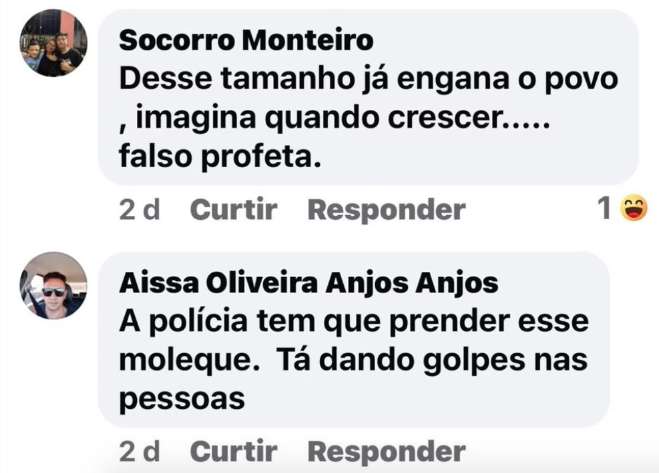 comentários nas redes sociais
