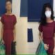 Montagem com duas fotos de um detento: à esquerda, ele aparece sem disfarce, usando um vestido vinho; à direita, está com peruca, máscara e o mesmo vestido, tentando se passar por uma mulher
