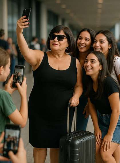 Marisa Maiô posando com fãs