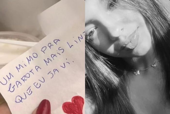 Bilhete anônimo que acompanhava o bolo e vítima de envenenamento