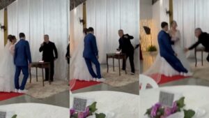 VÍDEO: noivo desmaia ao ver a noiva entrar na igreja