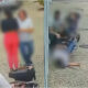 montagem mostra ação do bandido e ele sendo agredido depois