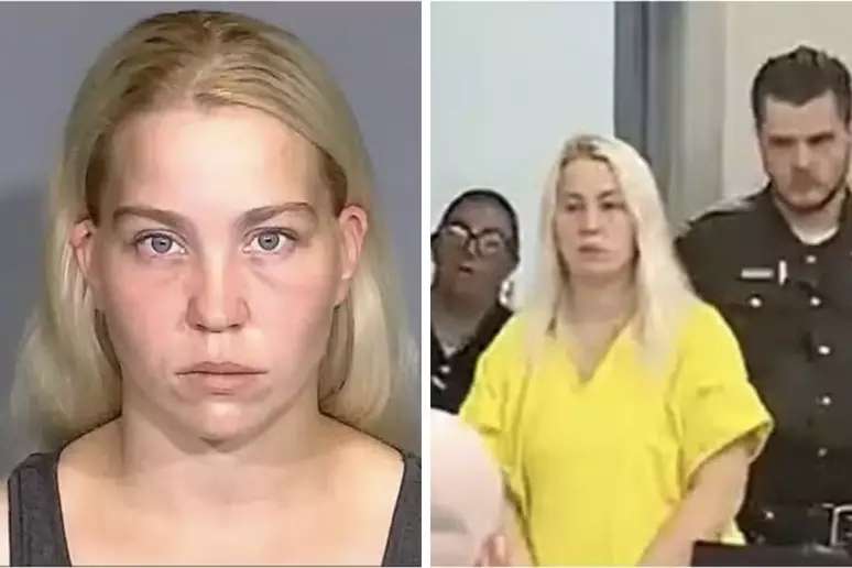 montagem da mulher sendo presa