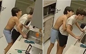 Primo realizando manobra de Heimlich
