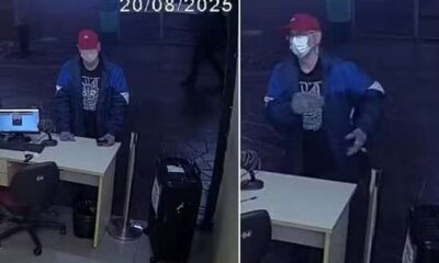 Homem deixando mala em rodoviária