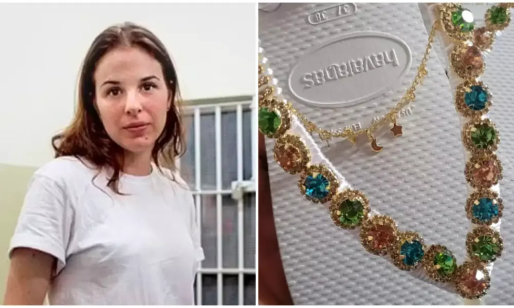 Com pedras e strass, chinelos custam cerca de R$ 150 o par | Reprodução/Instagram