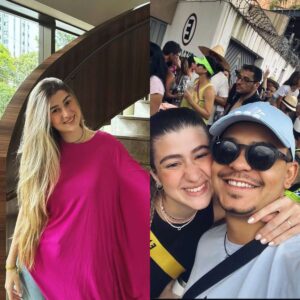 montagem com foto de Brunna e ela com o namorado