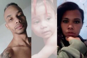 montagem com fotos do pai, menina e madrasta