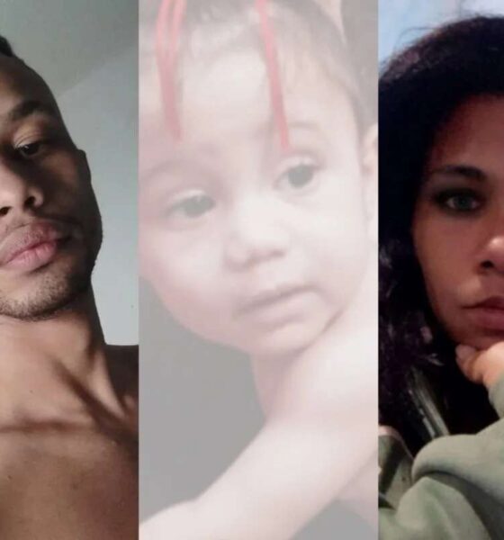 montagem com fotos do pai, menina e madrasta