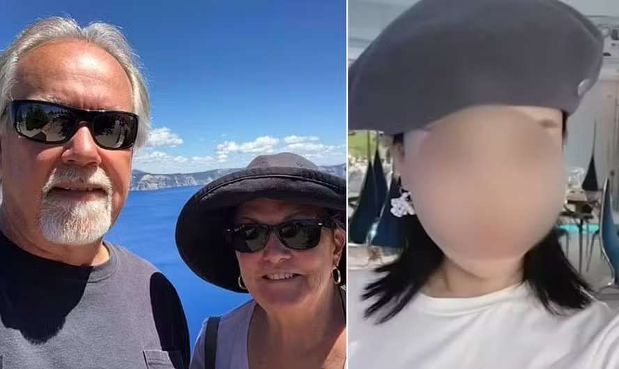 homem com a mulher e pessoa que deu golpe