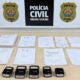 Materiais apreendidos na Operação Veracidade em Ribeirão das Neves