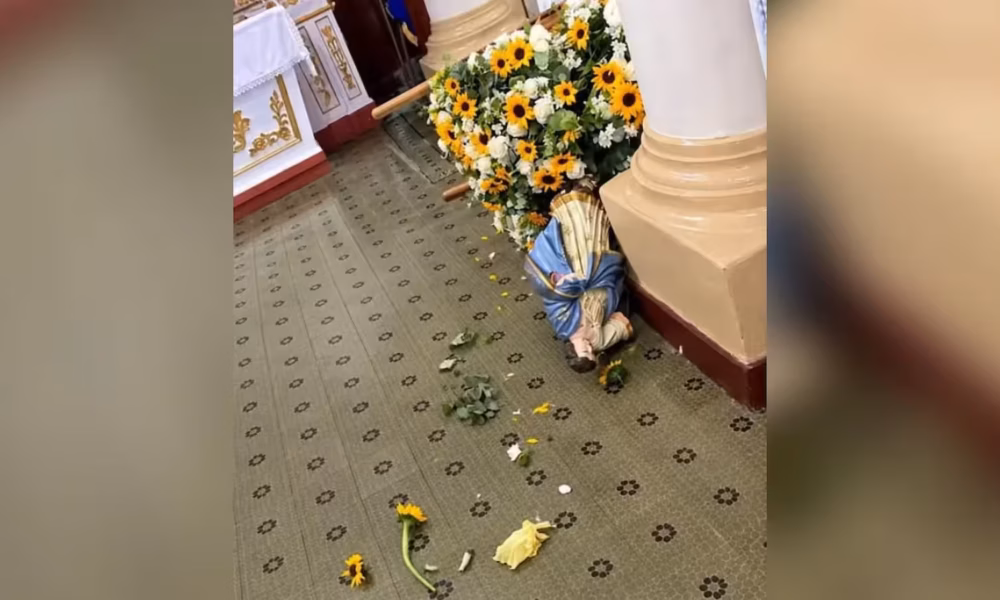 Homem é preso após danificar imagem de Nossa Senhora em igreja em Minas